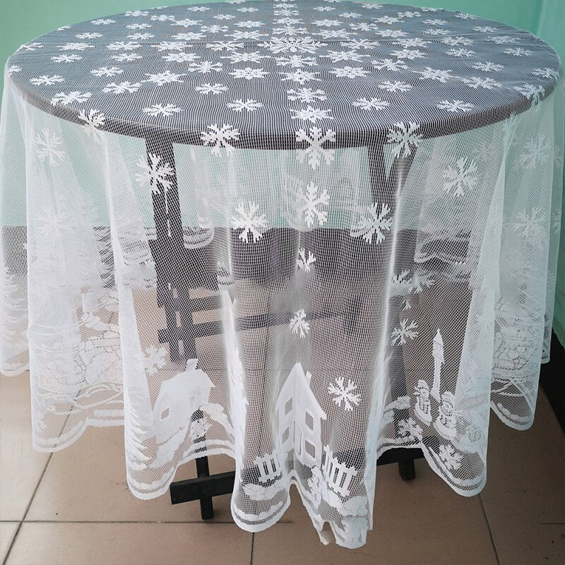 Holaroom Biely čipkovaný obrus Macramé Obrus Noel Okrúhly/Obdĺžnikový Svadobný Obrus Na Vianočnú Večeru Párty Bytová Dekorácia
