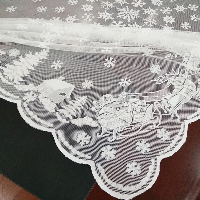 Holaroom Biely čipkovaný obrus Macramé Obrus Noel Okrúhly/Obdĺžnikový Svadobný Obrus Na Vianočnú Večeru Párty Bytová Dekorácia