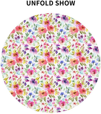 Пролетно лято Кръгла покривка с цветя 60 инча Многоцветни селски покривки за многократна кръгла маса за парти за пикник