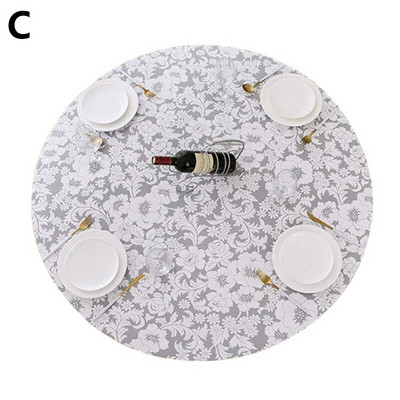 Plastični pokrivač za stol otporan na prašinu otporan na mrlje Vodootporan okrugli stolnjak F/ Elastični stolnjak za kućnu blagovaonicu