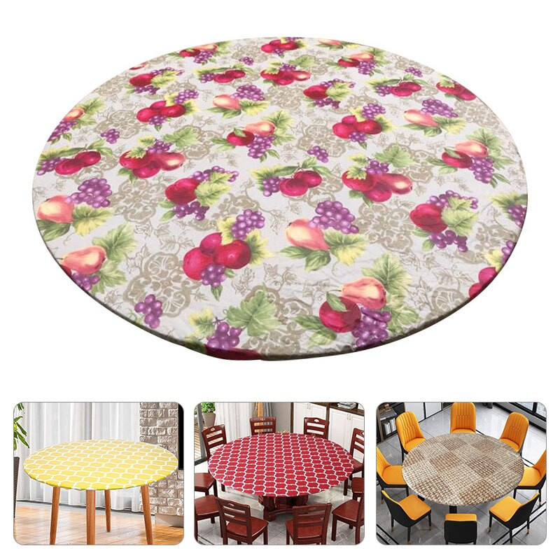 Plastični pokrivač za stol otporan na prašinu otporan na mrlje Vodootporan okrugli stolnjak F/ Elastični stolnjak za kućnu blagovaonicu