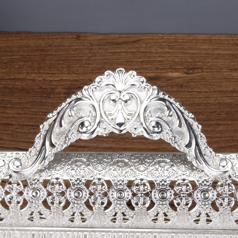 PLACĂ VASA tavă alimentară ceai dreptunghiulară retro tavă argintie farfurie flori fructe tava desert depozitare obiect bucătărie Vandejas Decorativa