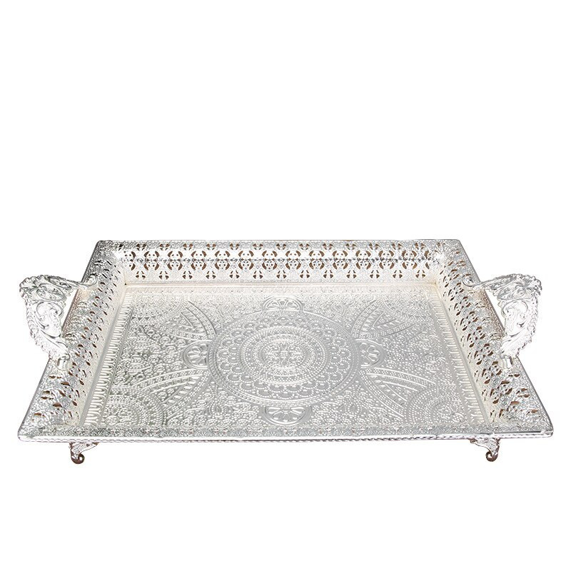 PLACĂ VASA tavă alimentară ceai dreptunghiulară retro tavă argintie farfurie flori fructe tava desert depozitare obiect bucătărie Vandejas Decorativa