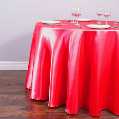 145 cm lesklý okrúhly obrus, elegantný polyesterový obrus, saténové obrusy na stôl pre domácnosť, svadbu, hostinu, dekoráciu hotela