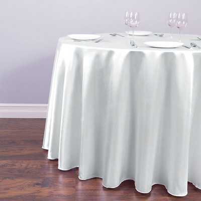 145 cm lesklý okrúhly obrus, elegantný polyesterový obrus, saténové obrusy na stôl pre domácnosť, svadbu, hostinu, dekoráciu hotela