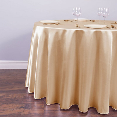 145 cm lesklý okrúhly obrus, elegantný polyesterový obrus, saténové obrusy na stôl pre domácnosť, svadbu, hostinu, dekoráciu hotela