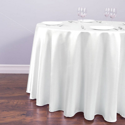 145 cm lesklý okrúhly obrus, elegantný polyesterový obrus, saténové obrusy na stôl pre domácnosť, svadbu, hostinu, dekoráciu hotela