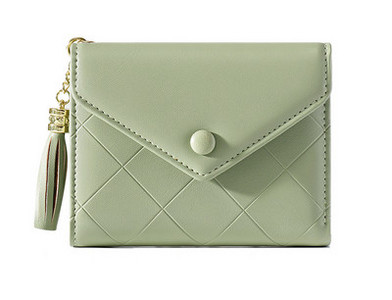 Portofel de dama din piele ecologica cu element auriu