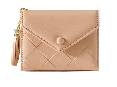 Portofel de dama din piele ecologica cu element auriu