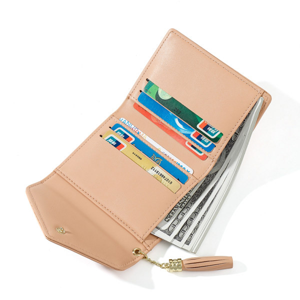 Portofel de dama din piele ecologica cu element auriu