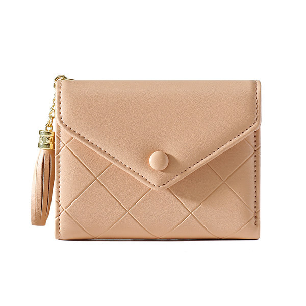 Portofel de dama din piele ecologica cu element auriu