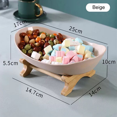 Dnevni boravak Troslojni držač tanjura za voće Tanjur za grickalice s drvenim nosačem Kućna košara za zdjelu sušenog voća Posuda za slatkiše Dekoracija za zabavu