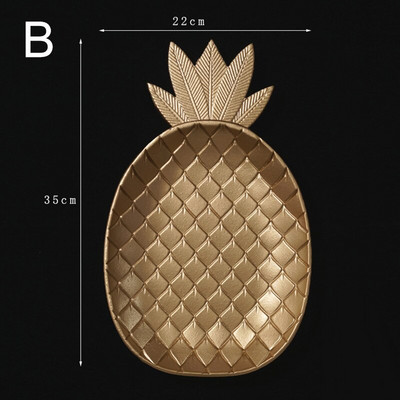 Frunze de ananas auriu Tava decorativa ovala din lemn Tava cu fructe Alimente in stil nordic Tava pentru tacamuri Organizator pentru articole de bucatarie