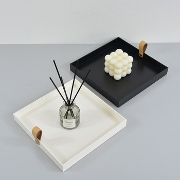 Creative τετράγωνος δίσκος σερβιρίσματος για διακόσμηση Πιάτο καφέ Καλλυντικά Sundries Επιτραπέζιο πιάτο αποθήκευσης με λαβή Διακόσμηση πάρτι για το σπίτι