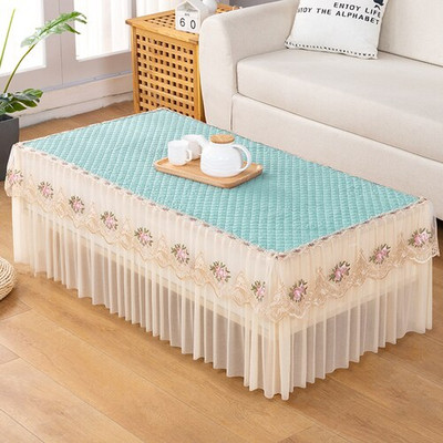 Pamučni bijeli pravokutni stolnjak Čipkani stolić za kavu Prašina s vezom TV ormarić Dvoslojni sveobuhvatni stolnjak