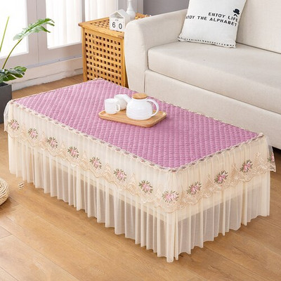 Pamučni bijeli pravokutni stolnjak Čipkani stolić za kavu Prašina s vezom TV ormarić Dvoslojni sveobuhvatni stolnjak