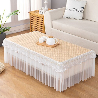 Pamučni bijeli pravokutni stolnjak Čipkani stolić za kavu Prašina s vezom TV ormarić Dvoslojni sveobuhvatni stolnjak