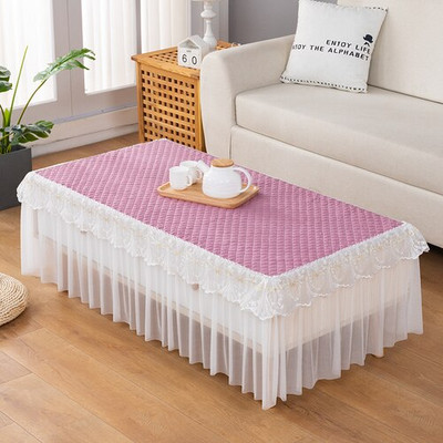 Pamučni bijeli pravokutni stolnjak Čipkani stolić za kavu Prašina s vezom TV ormarić Dvoslojni sveobuhvatni stolnjak