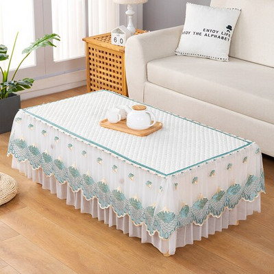 Pamučni bijeli pravokutni stolnjak Čipkani stolić za kavu Prašina s vezom TV ormarić Dvoslojni sveobuhvatni stolnjak