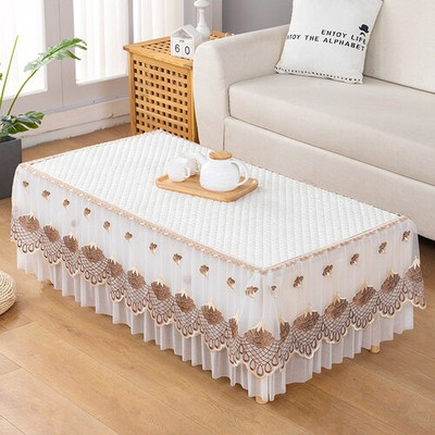 Pamučni bijeli pravokutni stolnjak Čipkani stolić za kavu Prašina s vezom TV ormarić Dvoslojni sveobuhvatni stolnjak