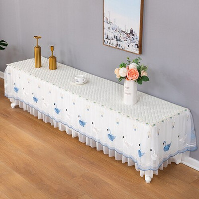 Pamučni bijeli pravokutni stolnjak Čipkani stolić za kavu Prašina s vezom TV ormarić Dvoslojni sveobuhvatni stolnjak