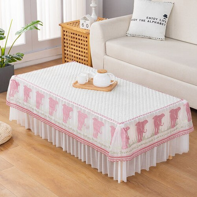 Pamučni bijeli pravokutni stolnjak Čipkani stolić za kavu Prašina s vezom TV ormarić Dvoslojni sveobuhvatni stolnjak