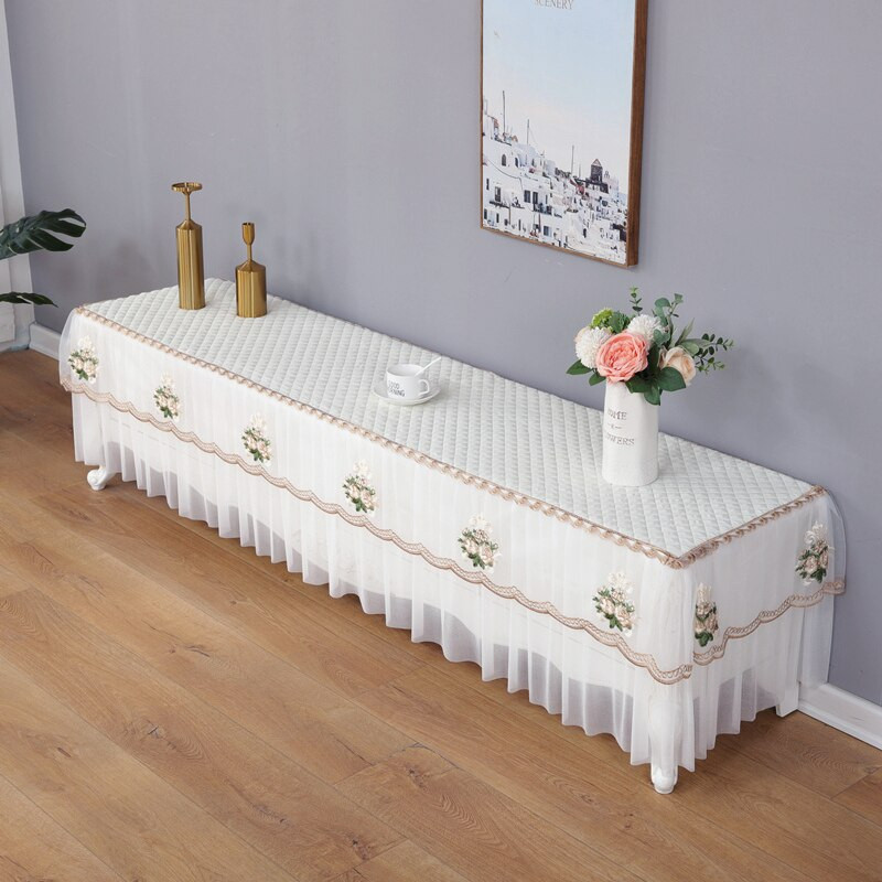 Pamučni bijeli pravokutni stolnjak Čipkani stolić za kavu Prašina s vezom TV ormarić Dvoslojni sveobuhvatni stolnjak