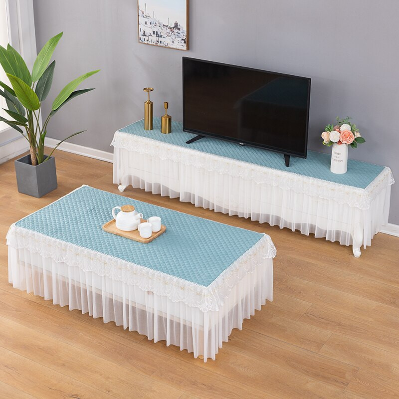 Pamučni bijeli pravokutni stolnjak Čipkani stolić za kavu Prašina s vezom TV ormarić Dvoslojni sveobuhvatni stolnjak