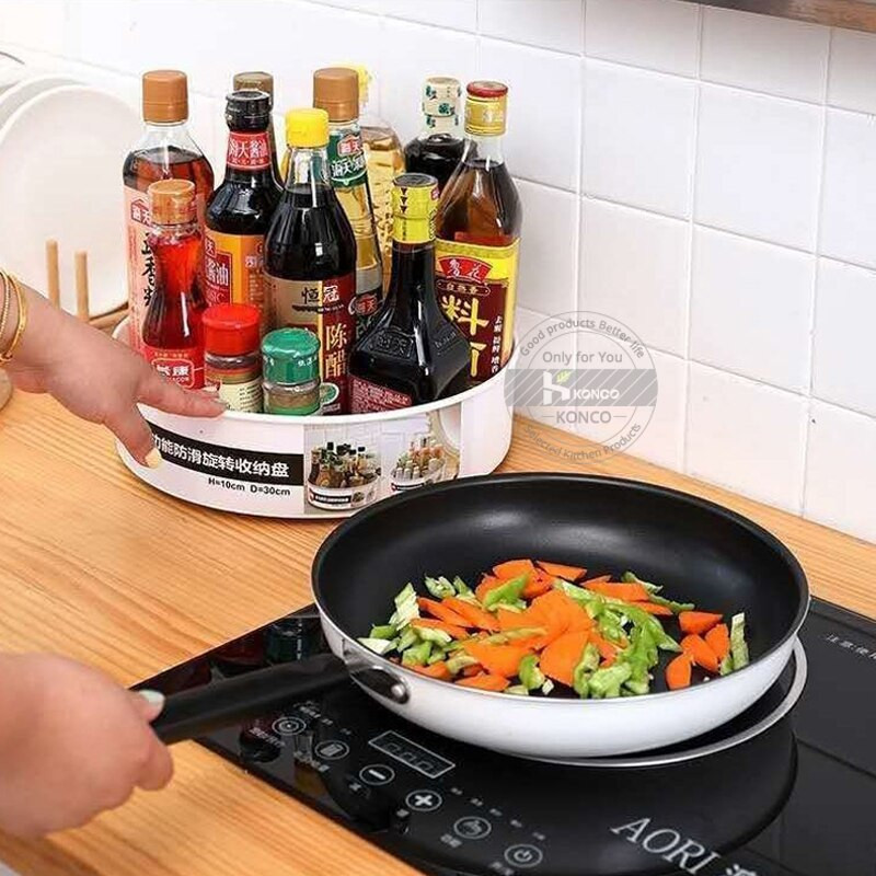 Konco 360 besisukantis padėklas virtuvės laikymo lentynos, daugiafunkcinė prieskonių lentynėlė virtuvės laikymui, besisukantis prieskonių laikiklis