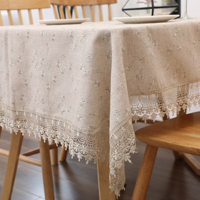 Față de masă din dantelă dreptunghiulară Față de masă florală brodata pentru masă Bumbac nappe de table tapete mantel mesas Decor de nuntă