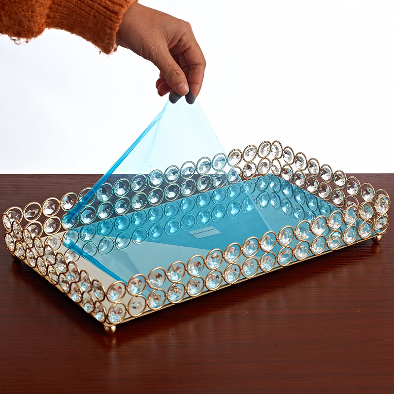 Dekoratyvinis veidrodinis dėklas, kvepalų papuošalų makiažo smulkmenos