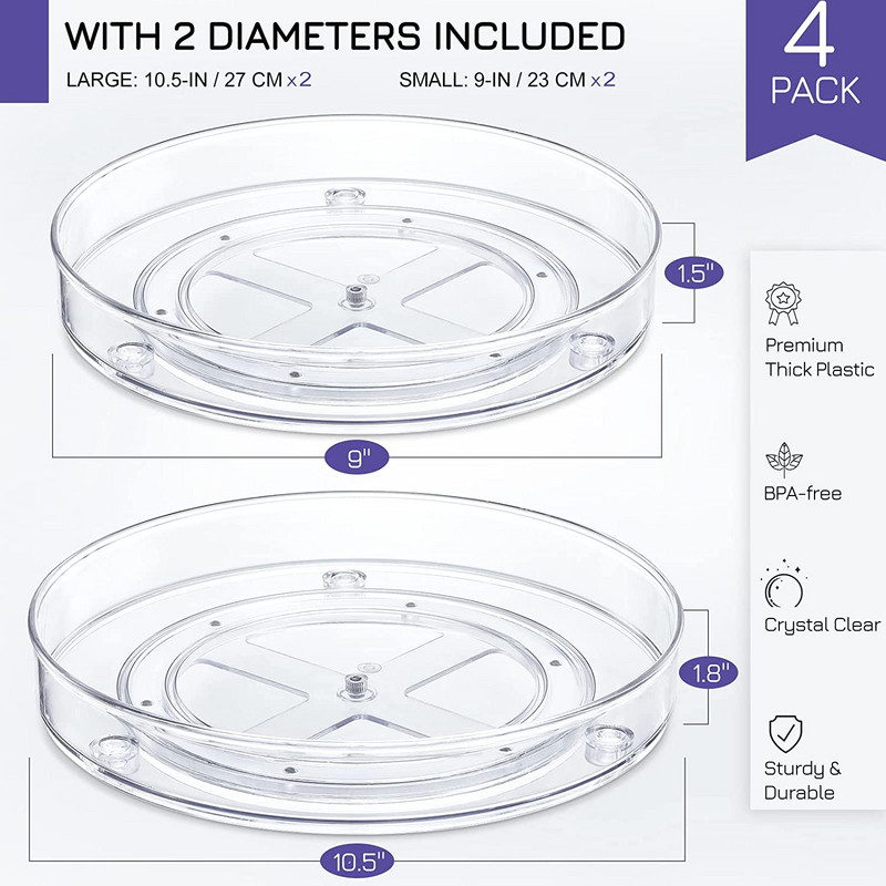 Rotacija za 360 stupnjeva, organizator, pladanj za pohranu, stalak za začine, stalak za pohranu pića, kozmetike, prozirni gramofon za kuhinju i kupaonicu