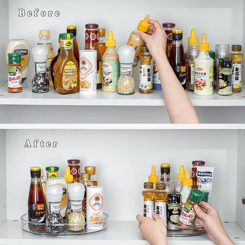 Rotacija za 360 stupnjeva, organizator, pladanj za pohranu, stalak za začine, stalak za pohranu pića, kozmetike, prozirni gramofon za kuhinju i kupaonicu