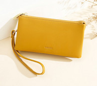 Portofel de dama din piele ecologica - cu inscriptie si fermoar