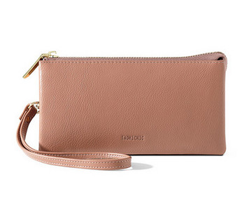 Portofel de dama din piele ecologica - cu inscriptie si fermoar