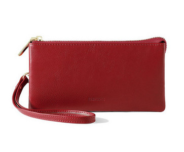 Portofel de dama din piele ecologica - cu inscriptie si fermoar