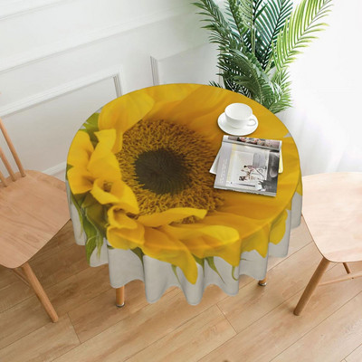 Gėlėta apvali staltiesė saulėgrąžų vintažinė vandeniui atspari individualizuota stalo dangtis palmių lapų vestuvių didmeninė poliesterio staltiesė