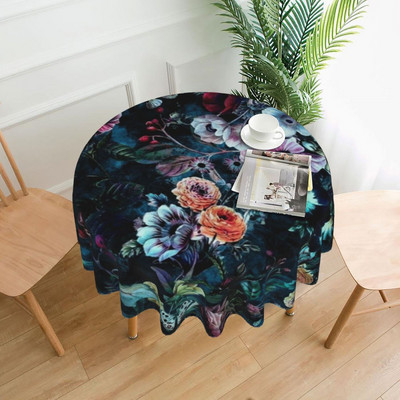 Gėlėta apvali staltiesė saulėgrąžų vintažinė vandeniui atspari individualizuota stalo dangtis palmių lapų vestuvių didmeninė poliesterio staltiesė