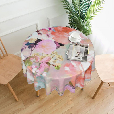 Gėlėta apvali staltiesė saulėgrąžų vintažinė vandeniui atspari individualizuota stalo dangtis palmių lapų vestuvių didmeninė poliesterio staltiesė