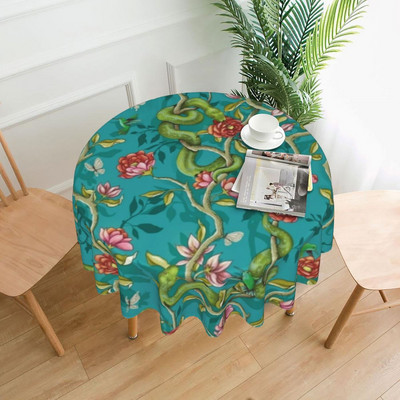 Gėlėta apvali staltiesė saulėgrąžų vintažinė vandeniui atspari individualizuota stalo dangtis palmių lapų vestuvių didmeninė poliesterio staltiesė