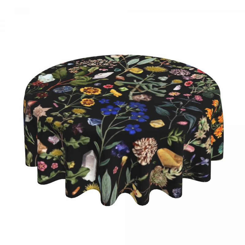 Gėlėta apvali staltiesė saulėgrąžų vintažinė vandeniui atspari individualizuota stalo dangtis palmių lapų vestuvių didmeninė poliesterio staltiesė