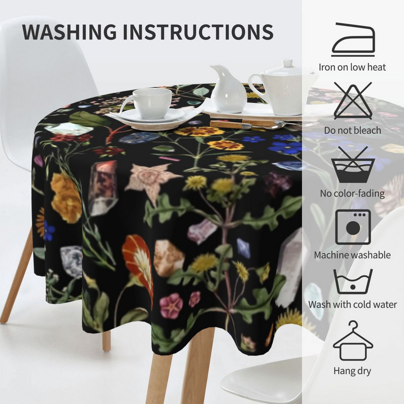 Gėlėta apvali staltiesė saulėgrąžų vintažinė vandeniui atspari individualizuota stalo dangtis palmių lapų vestuvių didmeninė poliesterio staltiesė