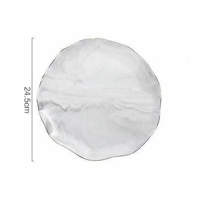 Nordijska mramorna naborana salata Kozmetika Ukrasni pladanj Porculanska posuda za večeru Keramički desertni tanjur s voćem Pladanj za odlaganje nakita