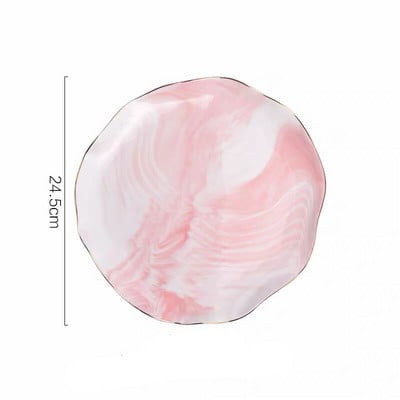 Nordijska mramorna naborana salata Kozmetika Ukrasni pladanj Porculanska posuda za večeru Keramički desertni tanjur s voćem Pladanj za odlaganje nakita