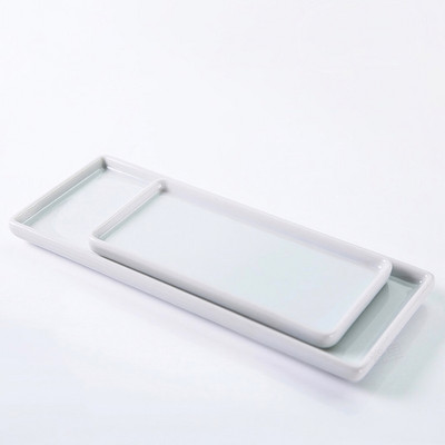 Japán stílusú téglalap alakú kerámia tálca fehér porcelán négyszögletes tányér szájvíz csésze tálca fürdőszoba nappali tárolótálca