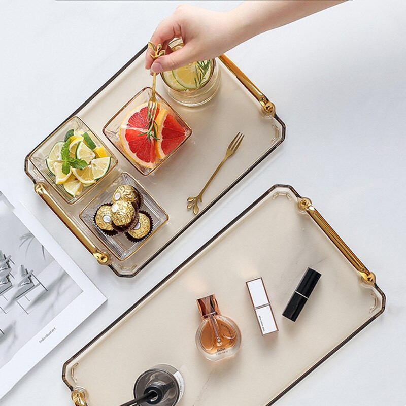 Könnyű luxus téglalap alakú vizes csésze tálca háztartási teáscsésze nappali tároló gyümölcstál vacsoratálca csésze teástál partitálca