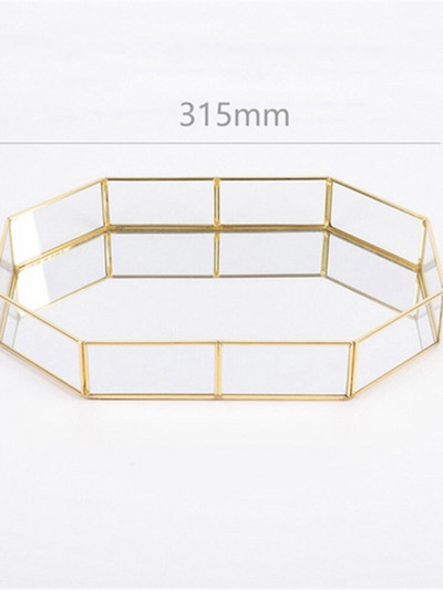 Auksinis veidrodinis padėklas kosmetikos indelis papuošalų laikymo dėklas Vonios kambario laikymo lūpų dažai karoliai Stalinis sandėliukas organizatorius tortas