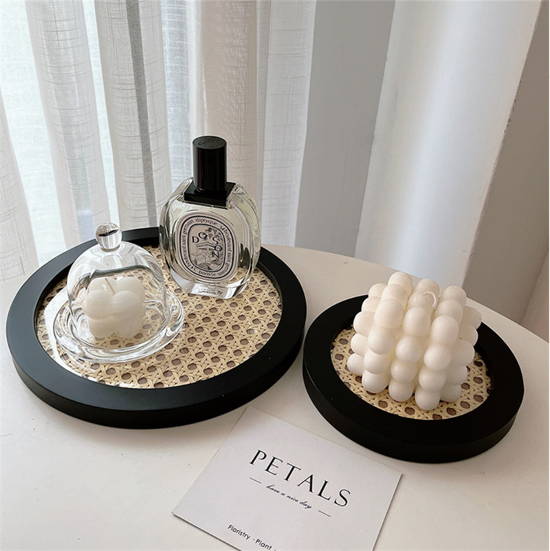 Japán stílusú rattan kozmetikumok különféle tárolótálca műanyag ékszerek parfüm Aromaterápiás kijelzőlemez asztali sminkrendező