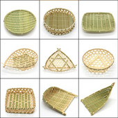 Rankų darbo bambuko pinta lėkštė bambuko sietelis apvalus užkandžių indų vaisių krepšelis Ekologiškas bambuko sietelis apvalus užkandžių patiekalų vaisių krepšelis