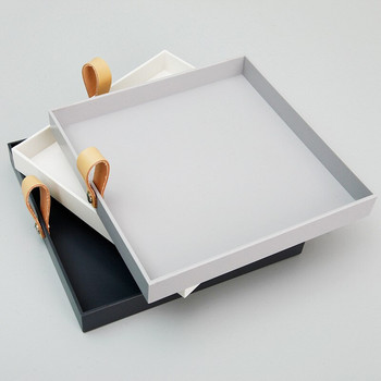 1 τεμ Creative τετράγωνος δίσκος σερβιρίσματος Διακοσμητικό πιάτο Καλλυντικά Sundries Πιάτο αποθήκευσης επιφάνειας εργασίας με λαβή